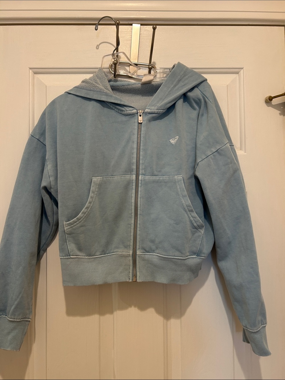 Roxy light blue crop hoodie, Women’s XS